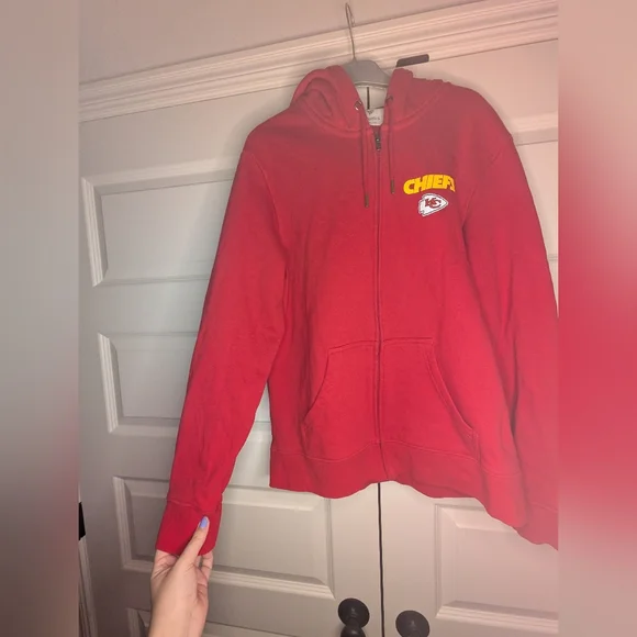 Fanatics Mens Large Chiefs Red Zip Up Jacket Hooded - Picture 4 of 10